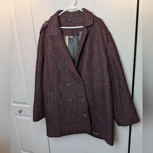 PENNINGTONS Plus Size Winter Women Coat Size 4X Purple And Black Buttons Closure